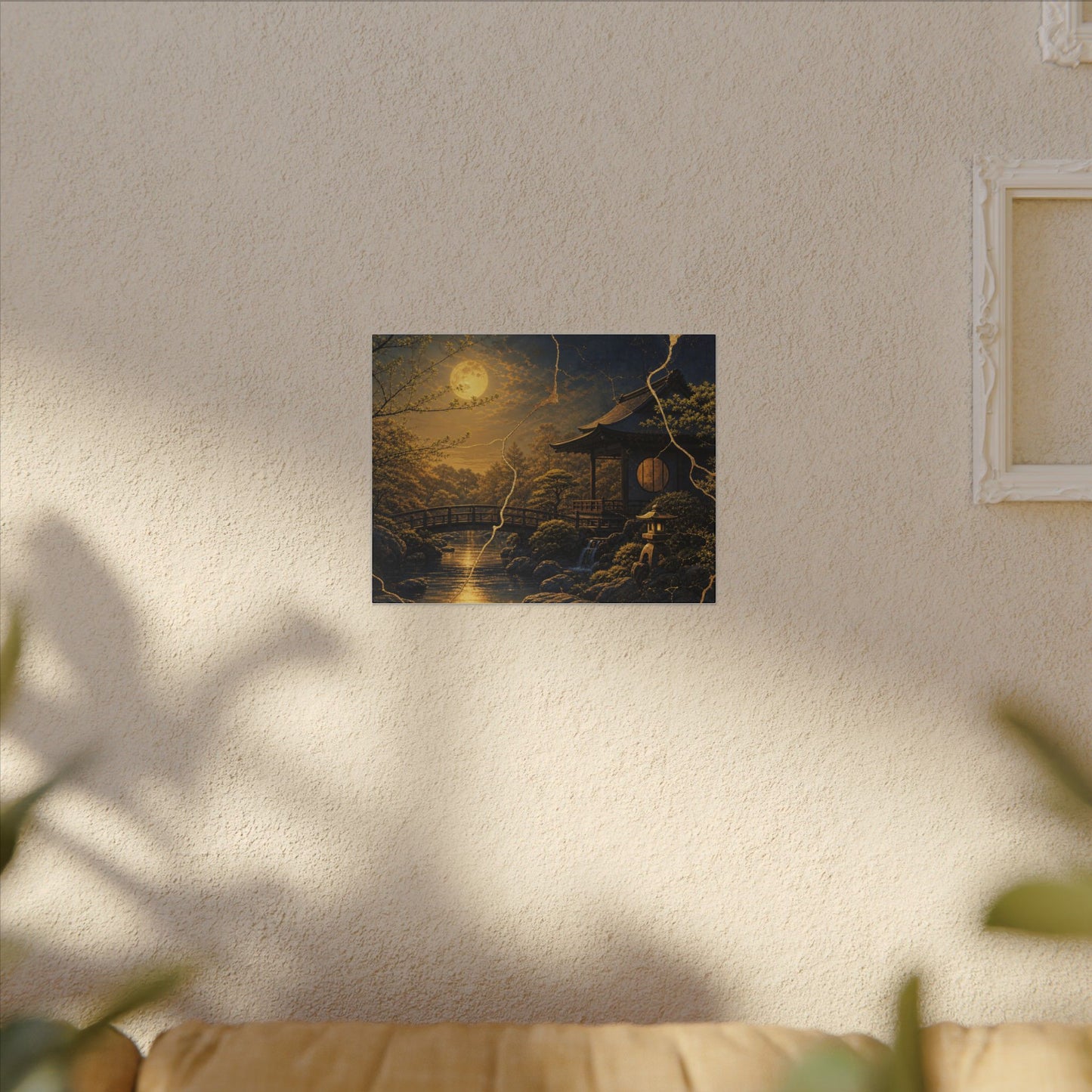 Spring Moonlit Garden Gold Vein Canvas Art | Resilient Decor