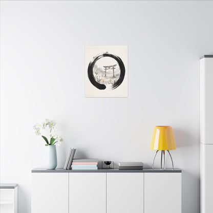 Spring Torii Gate Enso Canvas Art | Tranquil Decor