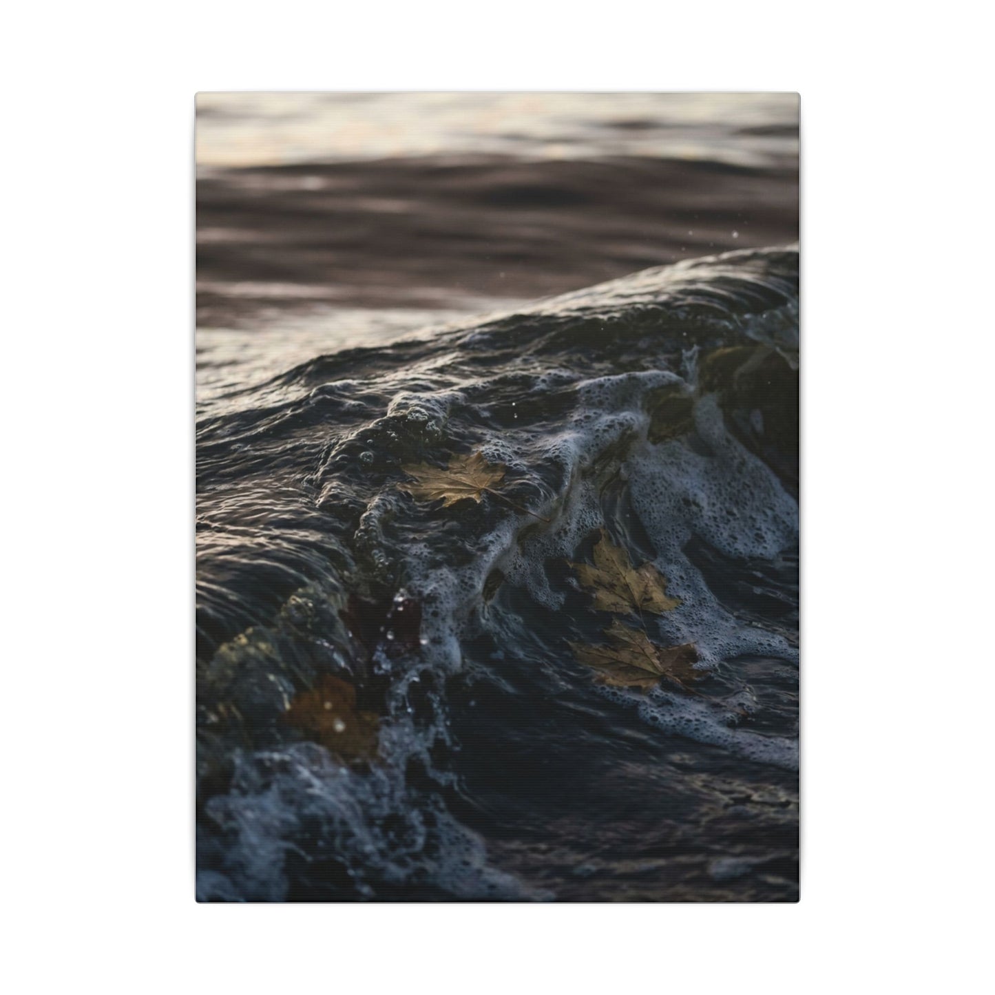 Dark Japandi Ocean Wave in Dawn | Moody Minimal Canvas Art