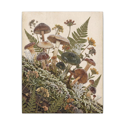 Winter Wild Mushrooms Herbarium Canvas Art | Enchanting Decor