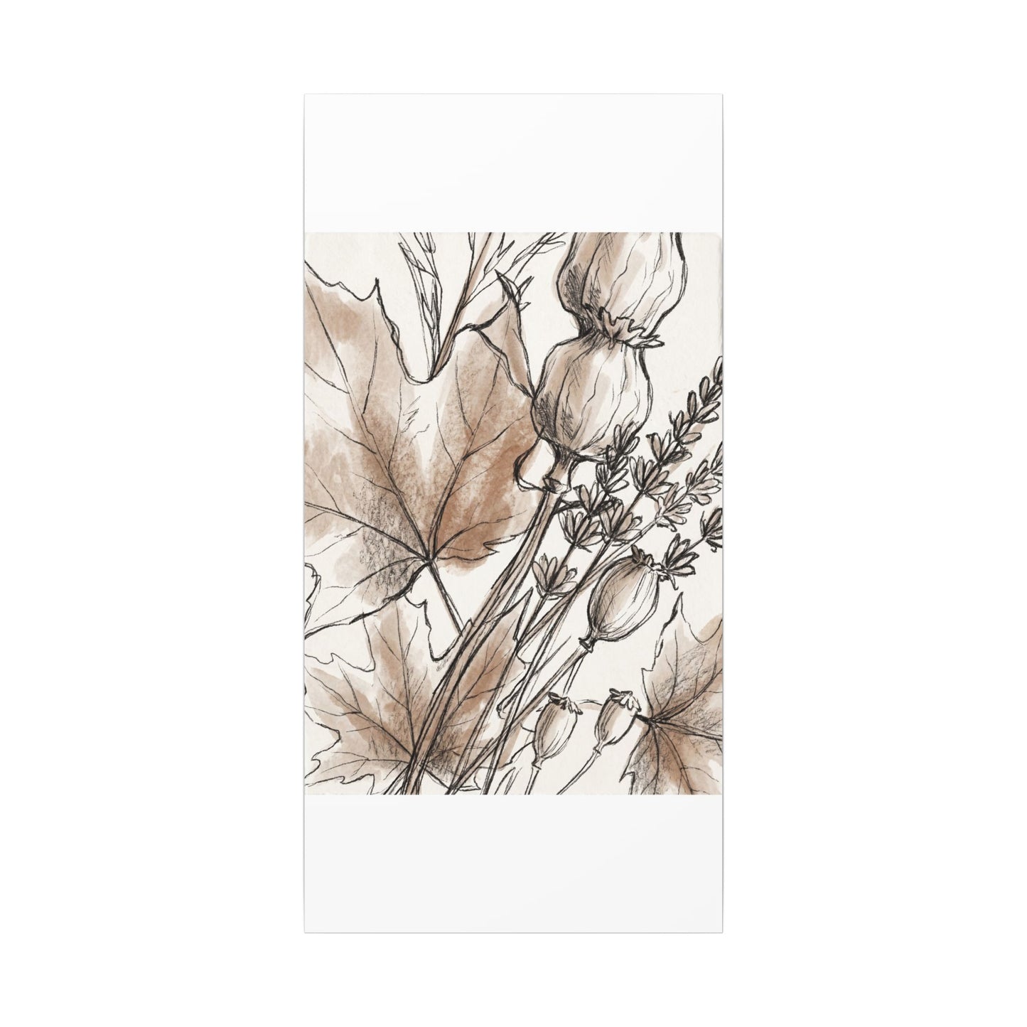 Neutral Dried Flowers Canvas Art - Minimal Line Japandi