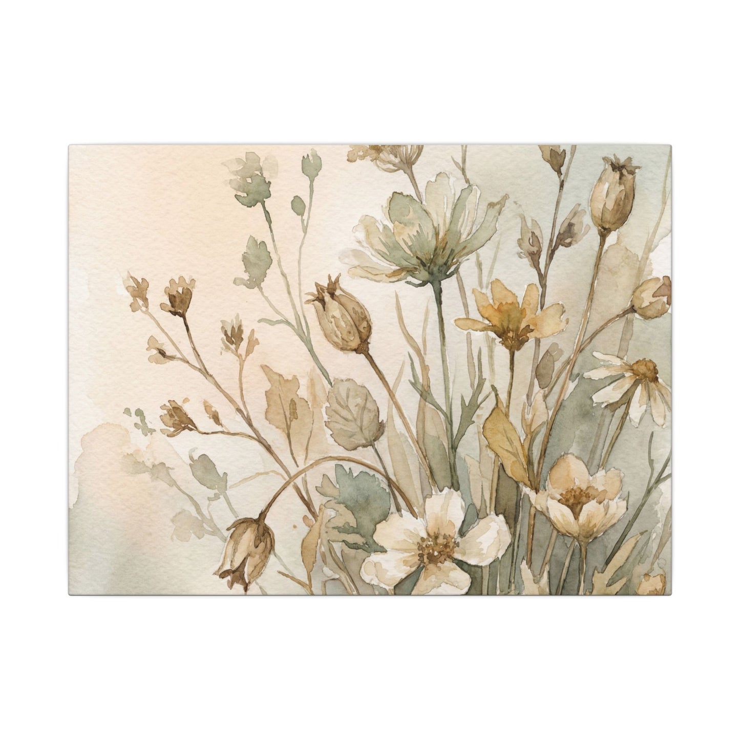 Summer Dried Flowers Watercolor Canvas Art | Elegant Decor