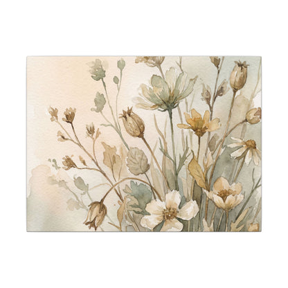 Summer Dried Flowers Watercolor Canvas Art | Elegant Decor