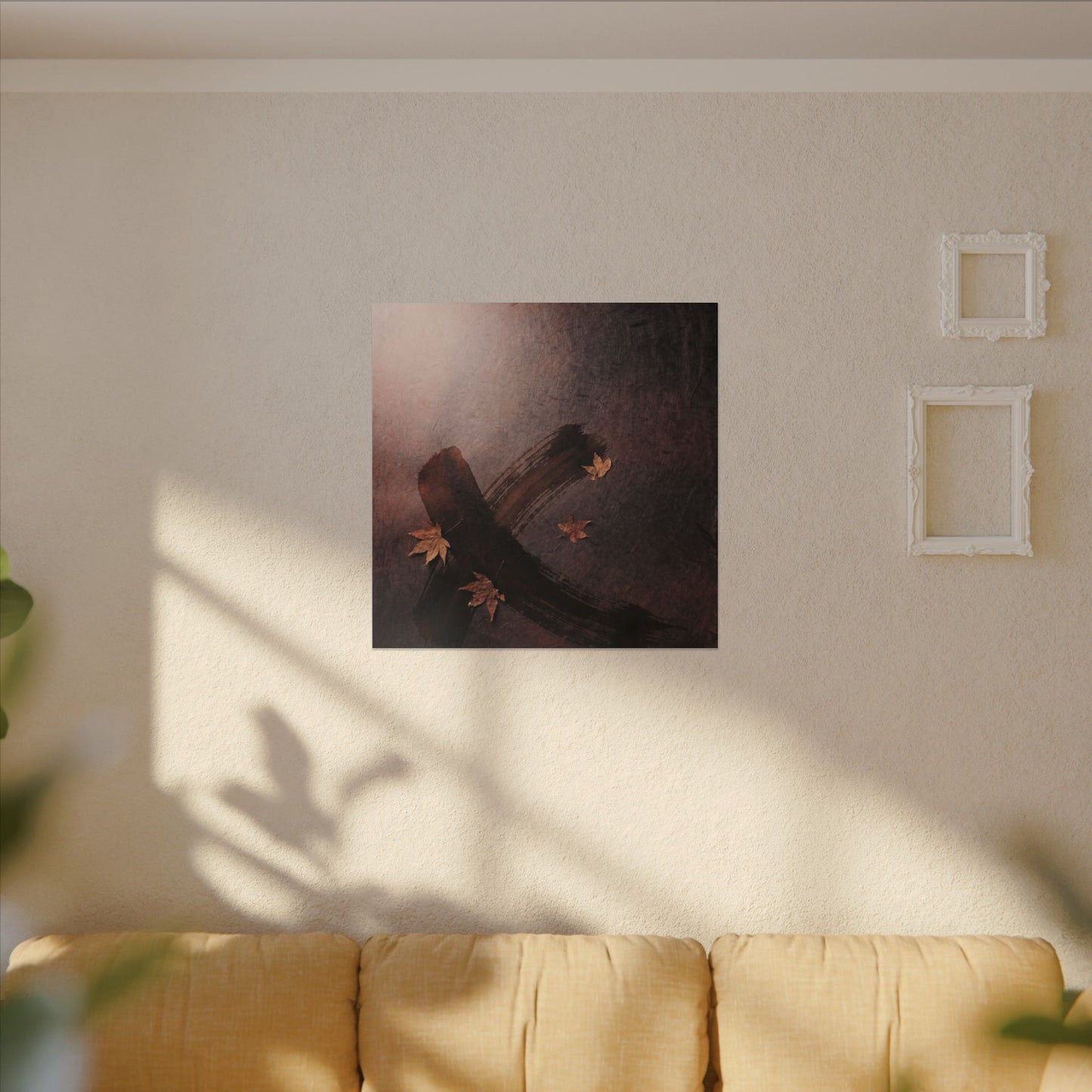 Moody Ink Brushstroke Canvas Art - Moody Minimal Dark Japandi