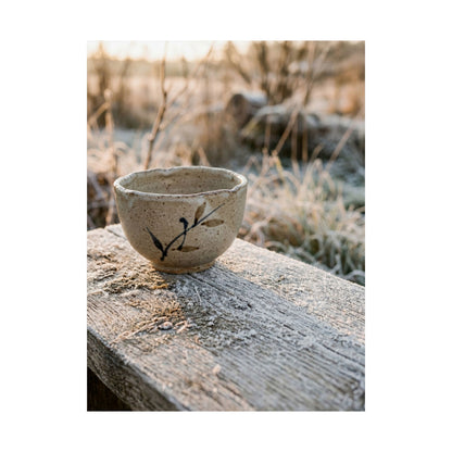 Japandi Ceramic Bowl in Golden Hour | Japanese Pattern Wall Art Print