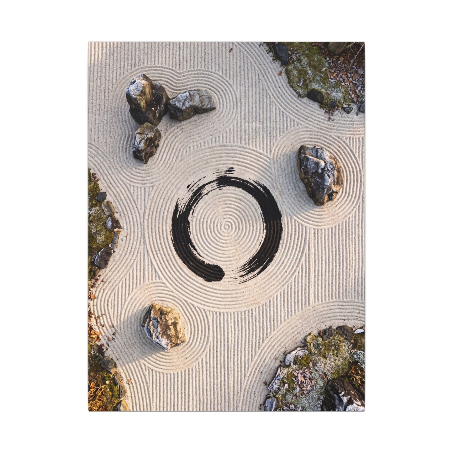 Rock Garden Canvas Art | Winter Zen Enso Art
