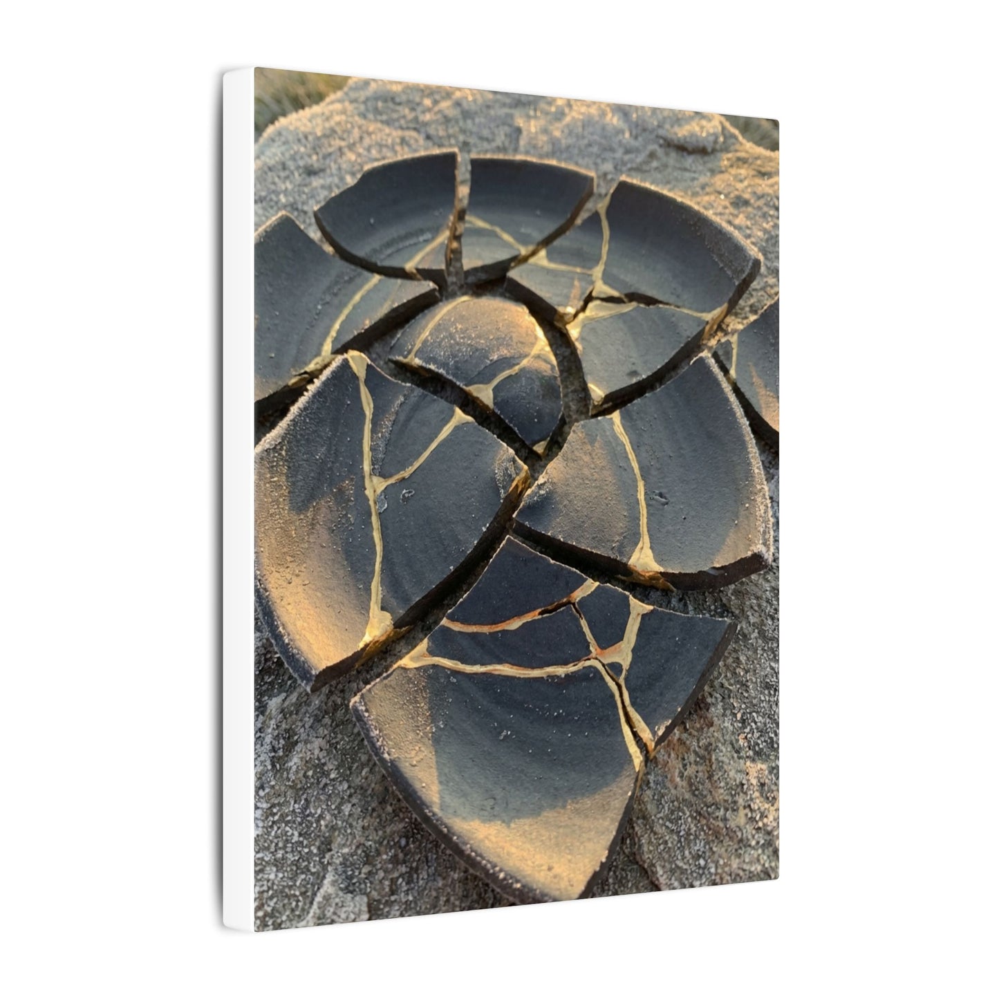 Broken Pottery Winter Canvas Art | Kintsugi Resilient Design