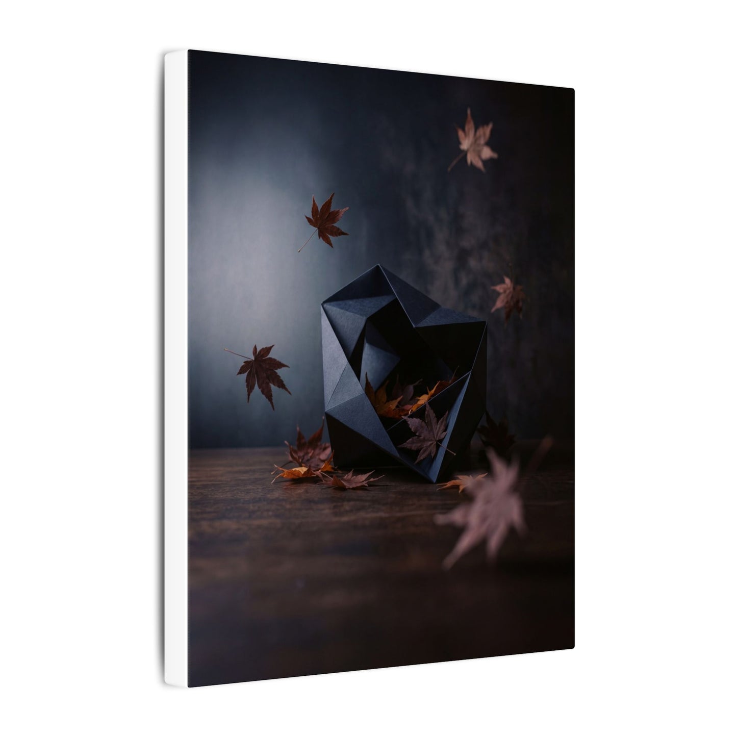 Dark Japandi Paper Fold in Dawn | Shadow Zen Canvas Art