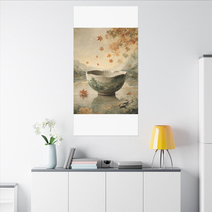 Autumn Ceramic Bowl Watercolor Canvas Art | Cozy Decor