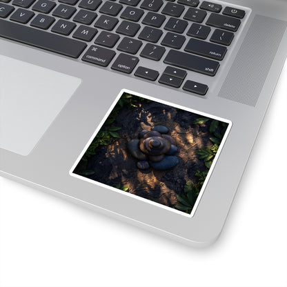 River Stones Summer Sticker | Dark Japandi Atmospheric Design Art Print