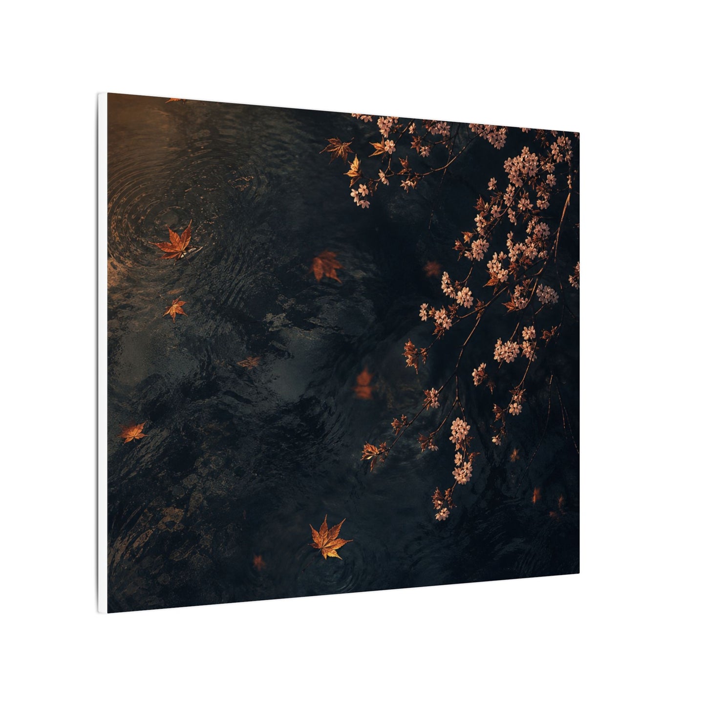 Golden Hour Cherry Blossom Canvas Art - Dark Japandi Kanso