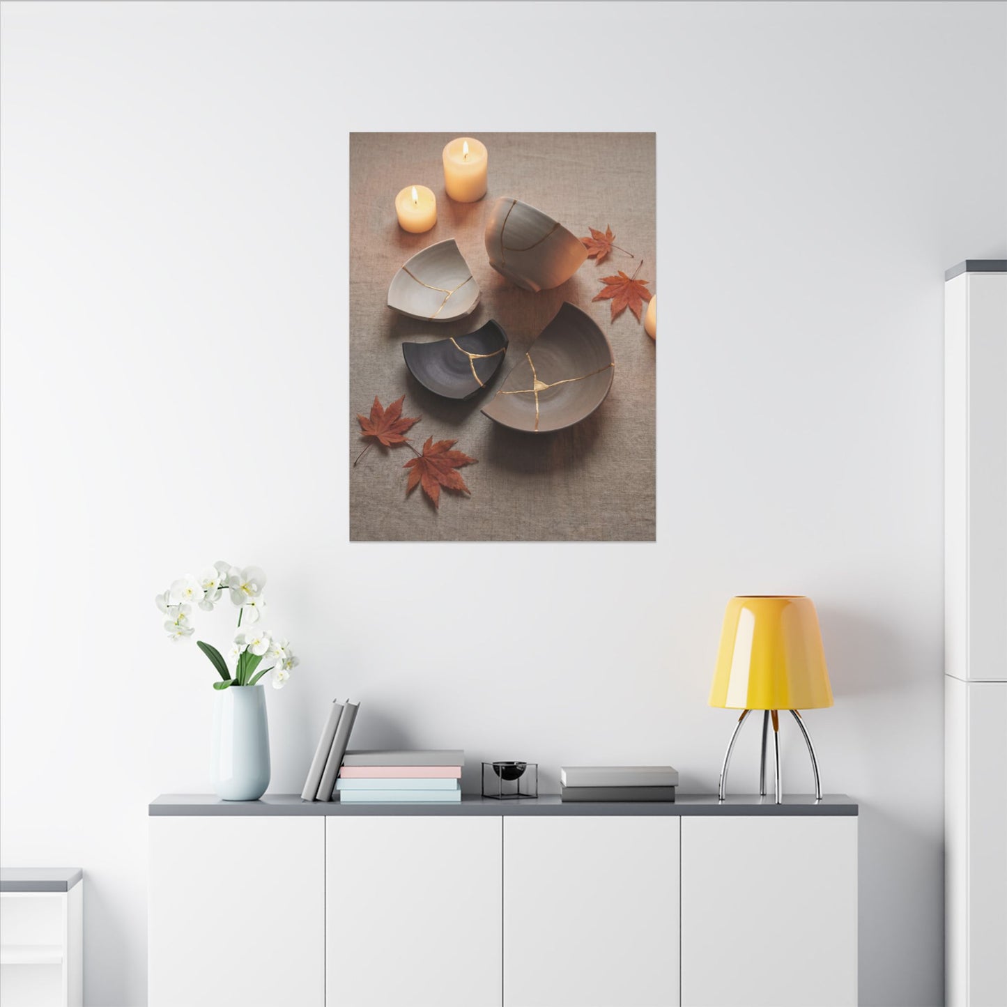 Candlelight Broken Pottery Canvas Art - Japandi Ma