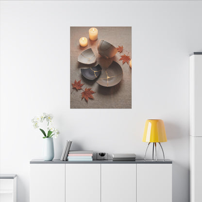 Candlelight Broken Pottery Canvas Art - Japandi Ma