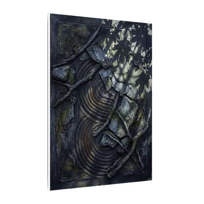 Rock Garden Canvas Art | Winter Dark Japandi Dark Texture Art
