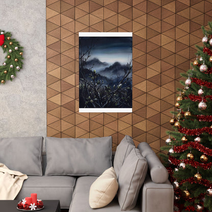 Mountain Mist Wall Art Print | Spring Dark Japandi Dark Texture Art