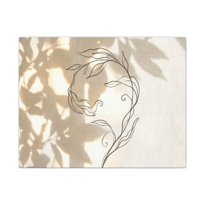Warm Shoji Screen Canvas Art - Minimal Line Japandi Art Print
