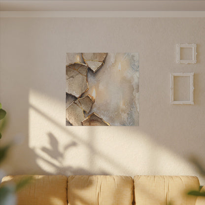 Broken Pottery Winter Canvas Art | Japandi Warm Design