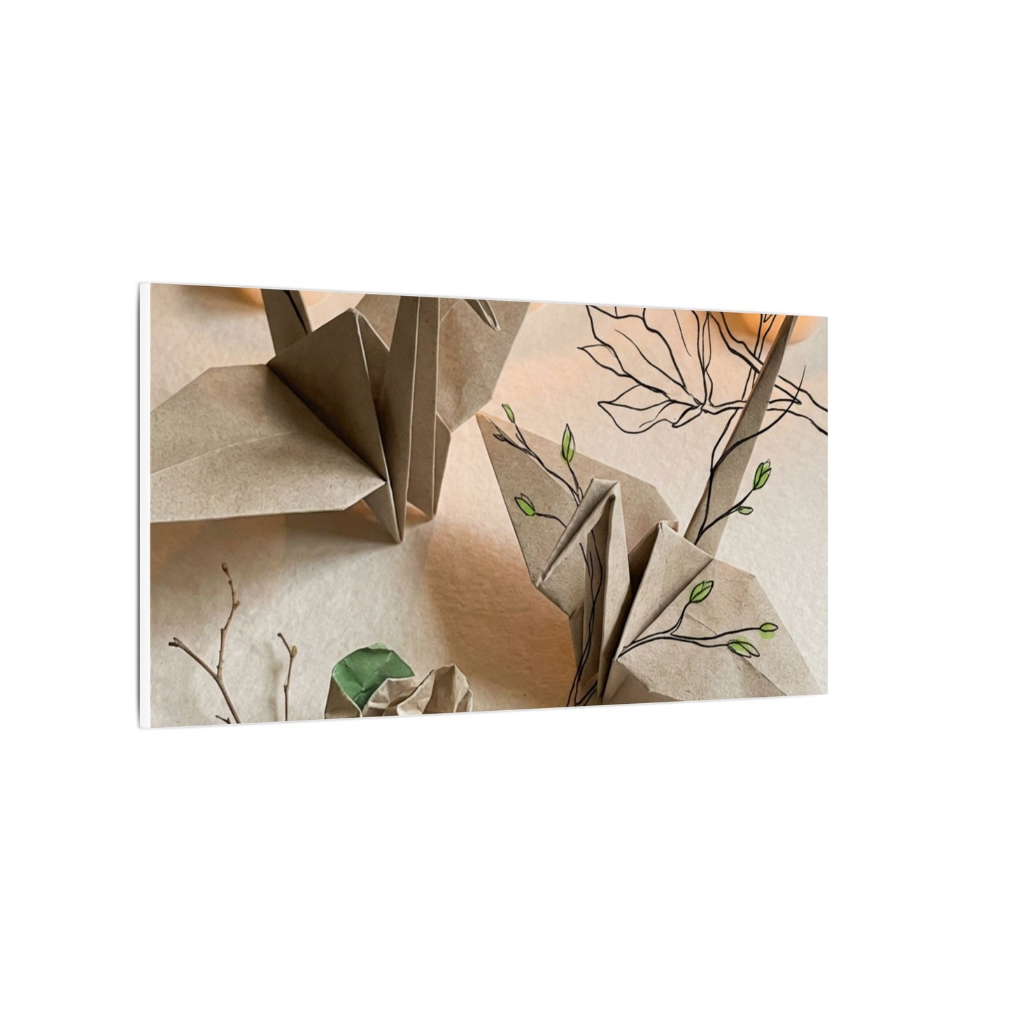 Paper Fold Spring Canvas Art | Japandi Earthy Design