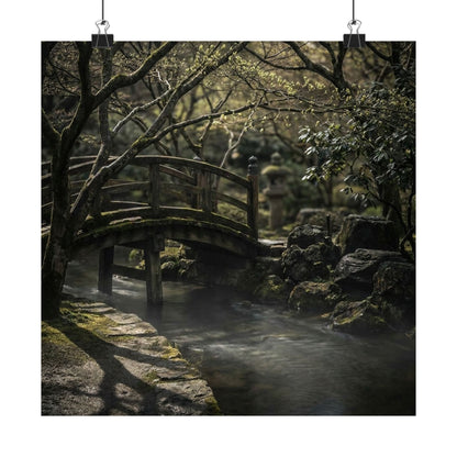 Bold Wooden Bridge Wall Art Print - Shadow Zen Dark Japandi