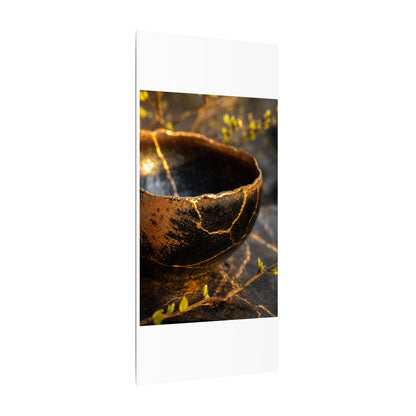 Kintsugi Ceramic Bowl in Golden Hour | Gold Vein Canvas Art