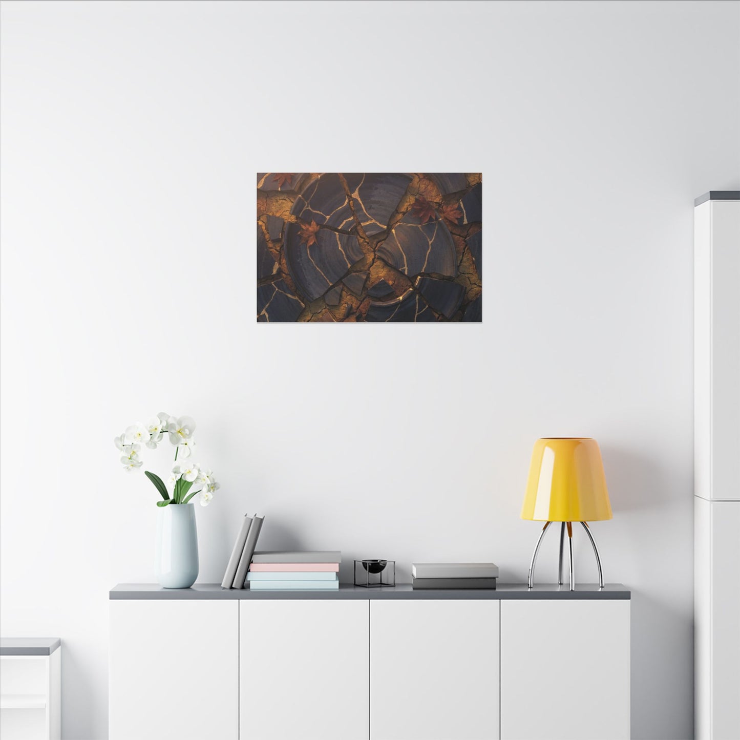 Autumn Cracked Earth Gold Repair Canvas Art | Philosophical Decor