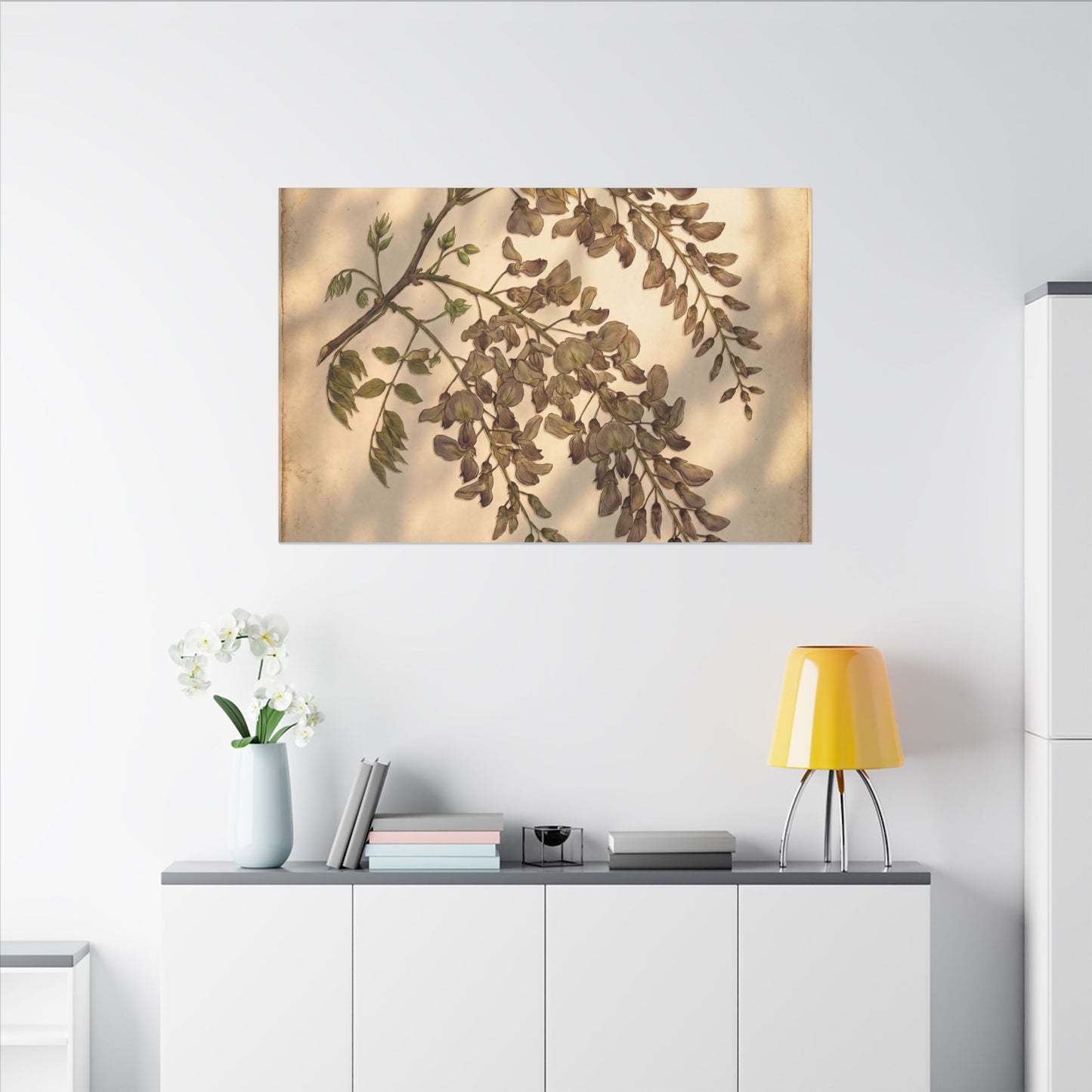 Spring Wisteria Herbarium Canvas Art | Earthy Decor