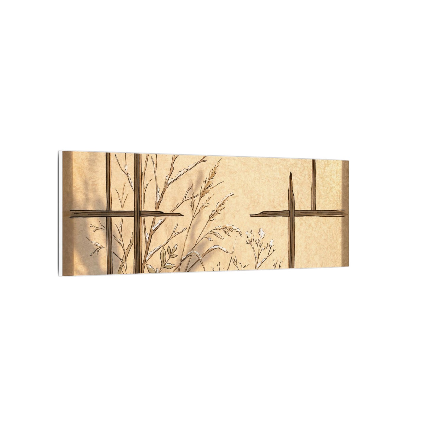 Shoji Screen Canvas Art | Winter Japandi Minimal Line Art