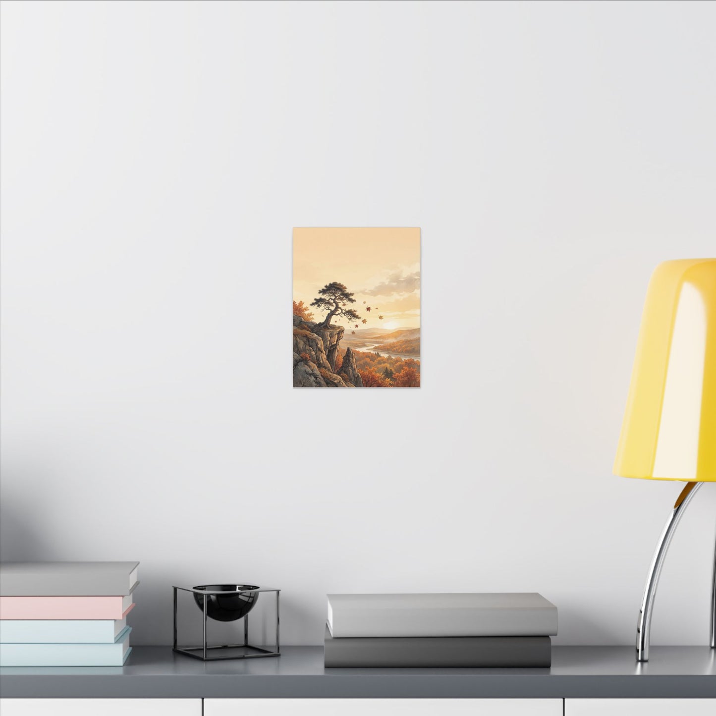 Pine Tree Autumn Canvas Art | Japandi Warm Design