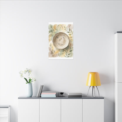 Ceramic Bowl Watercolor Canvas Art | Warm Japandi Art