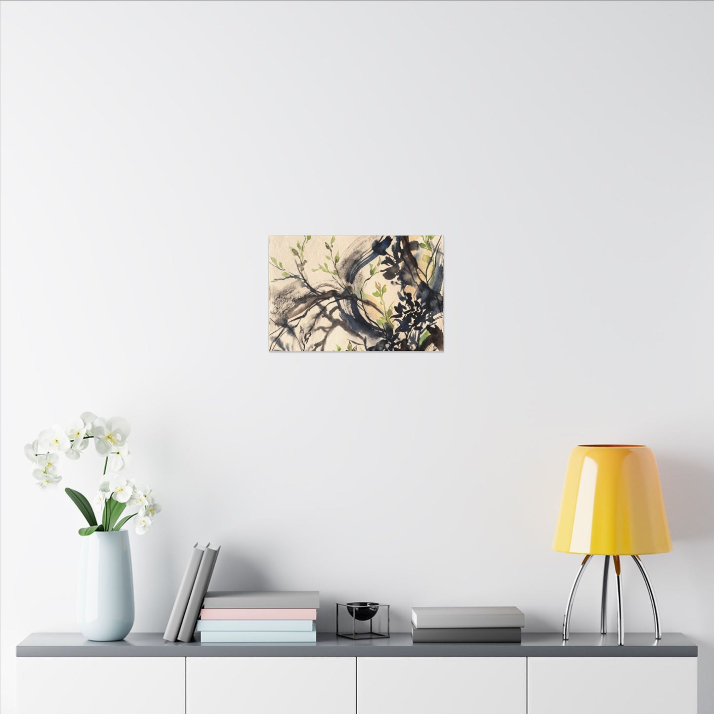 Ma Shadow Play Canvas Art - Dark Japandi Charcoal Ink