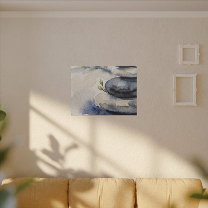 River Stones Watercolor Canvas Art | Cozy Japandi Art