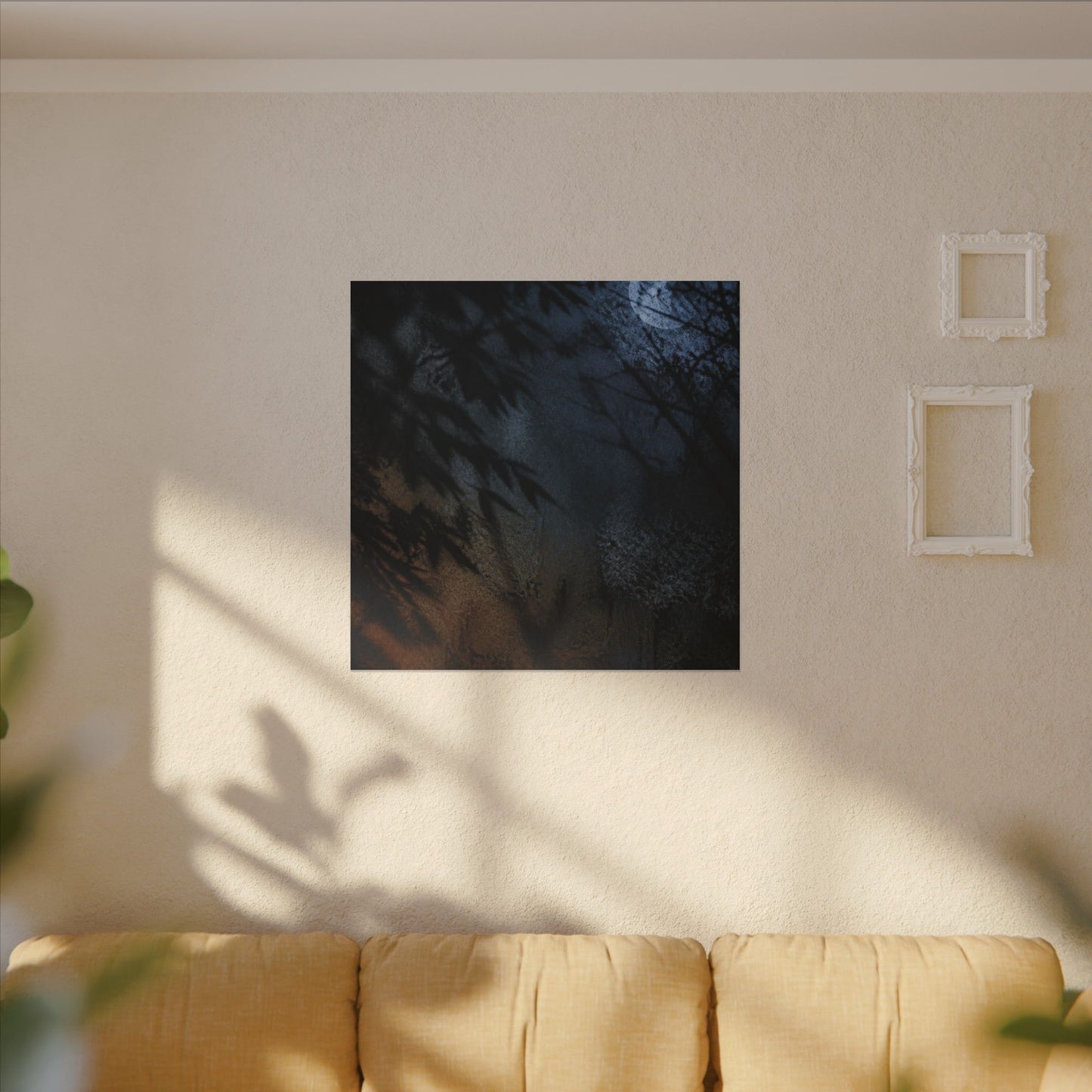 Kanso Shadow Play Canvas Art - Dark Japandi Shadow Zen