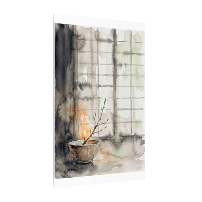 Shoji Screen Canvas Art | Spring Japandi Watercolor Art