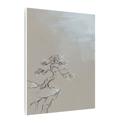 Pine Tree Minimal Line Canvas Art | Warm Japandi Art