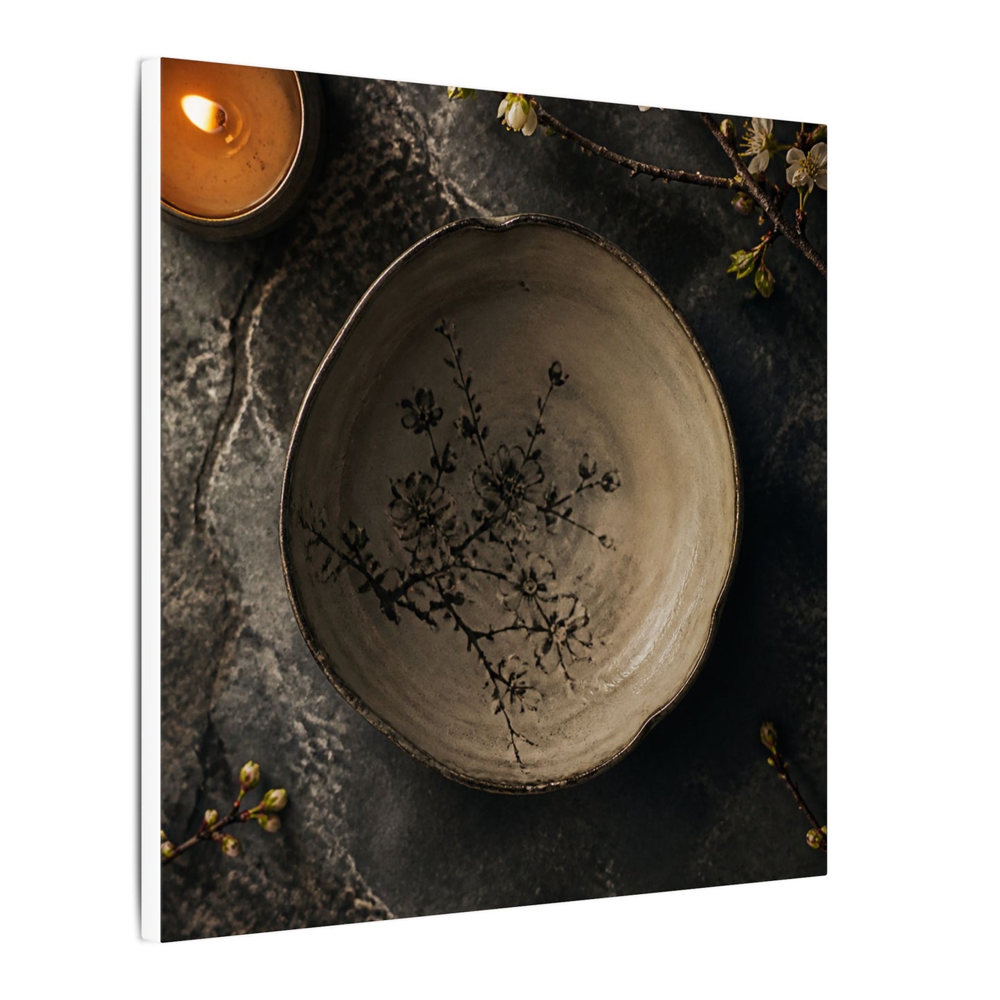 Ceramic Bowl Spring Canvas Art | Japandi Earthy Design