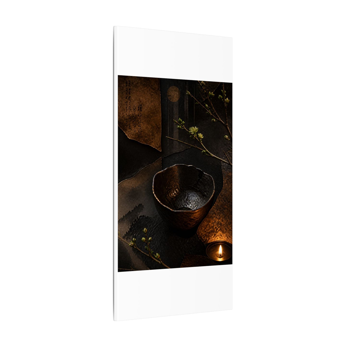Atmospheric Ceramic Bowl Canvas Art - Shadow Zen Dark Japandi