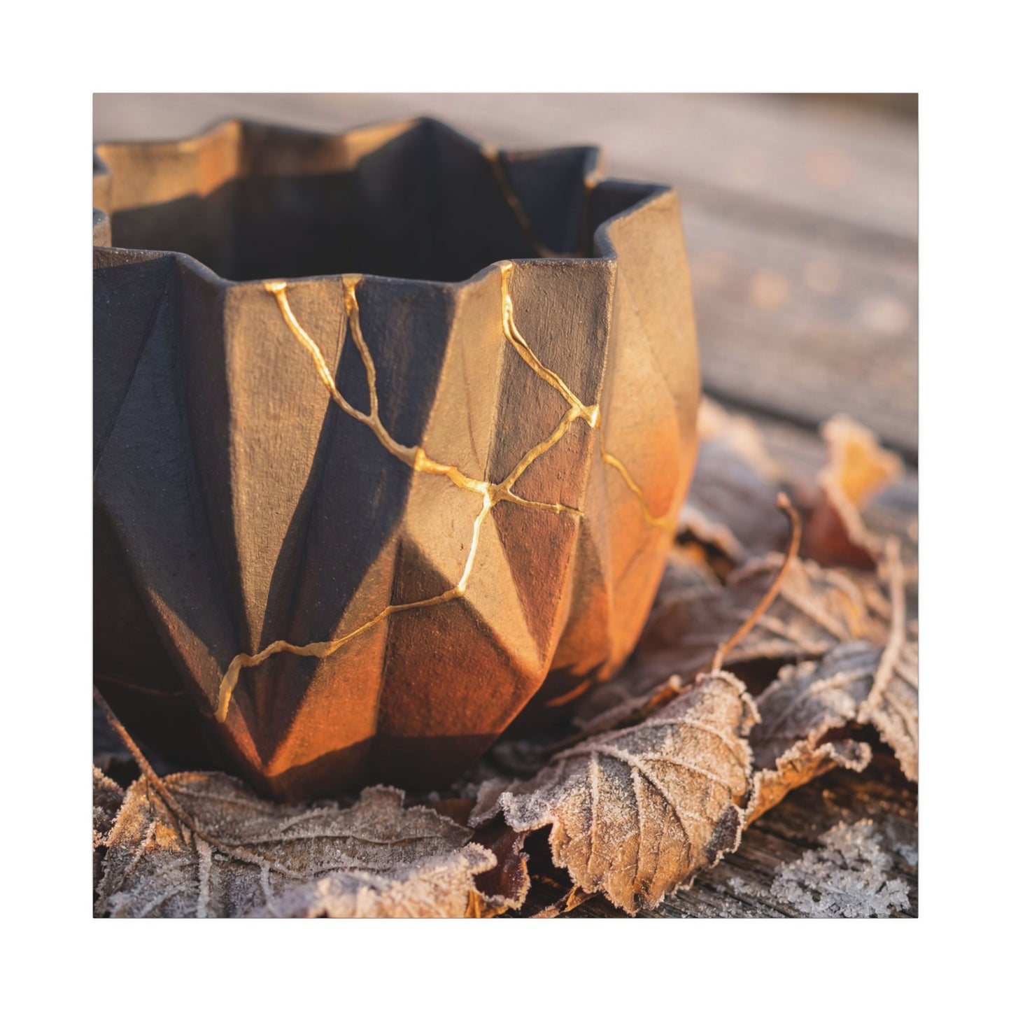 Paper Fold Gold Repair Canvas Art | Philosophical Kintsugi Art