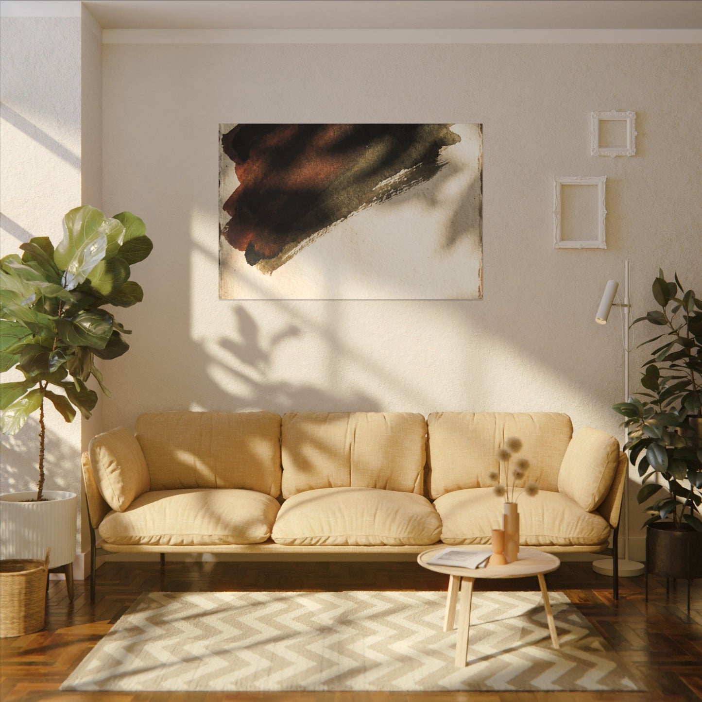 Ink Brushstroke Canvas Art | Summer Dark Japandi Moody Minimal Art