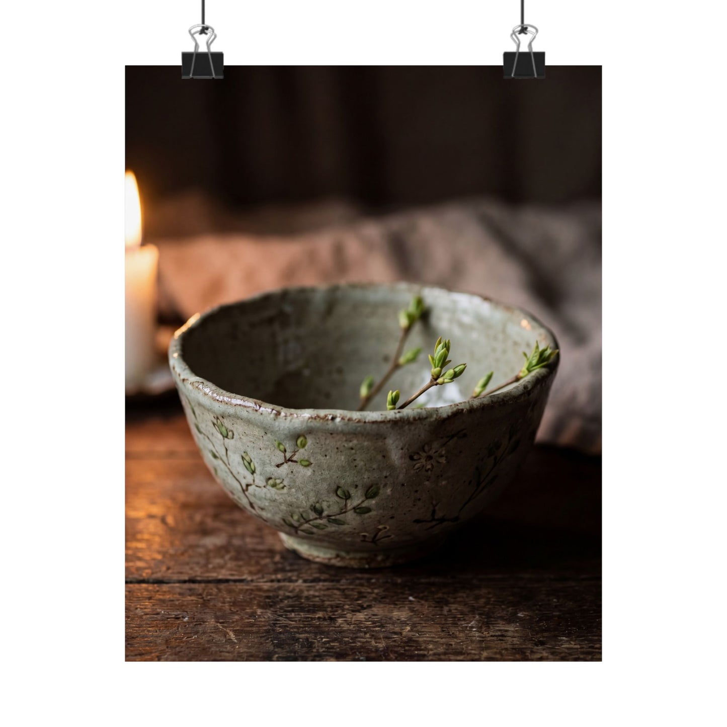 Ceramic Bowl Wall Art Print | Spring Japandi Japanese Pattern Art