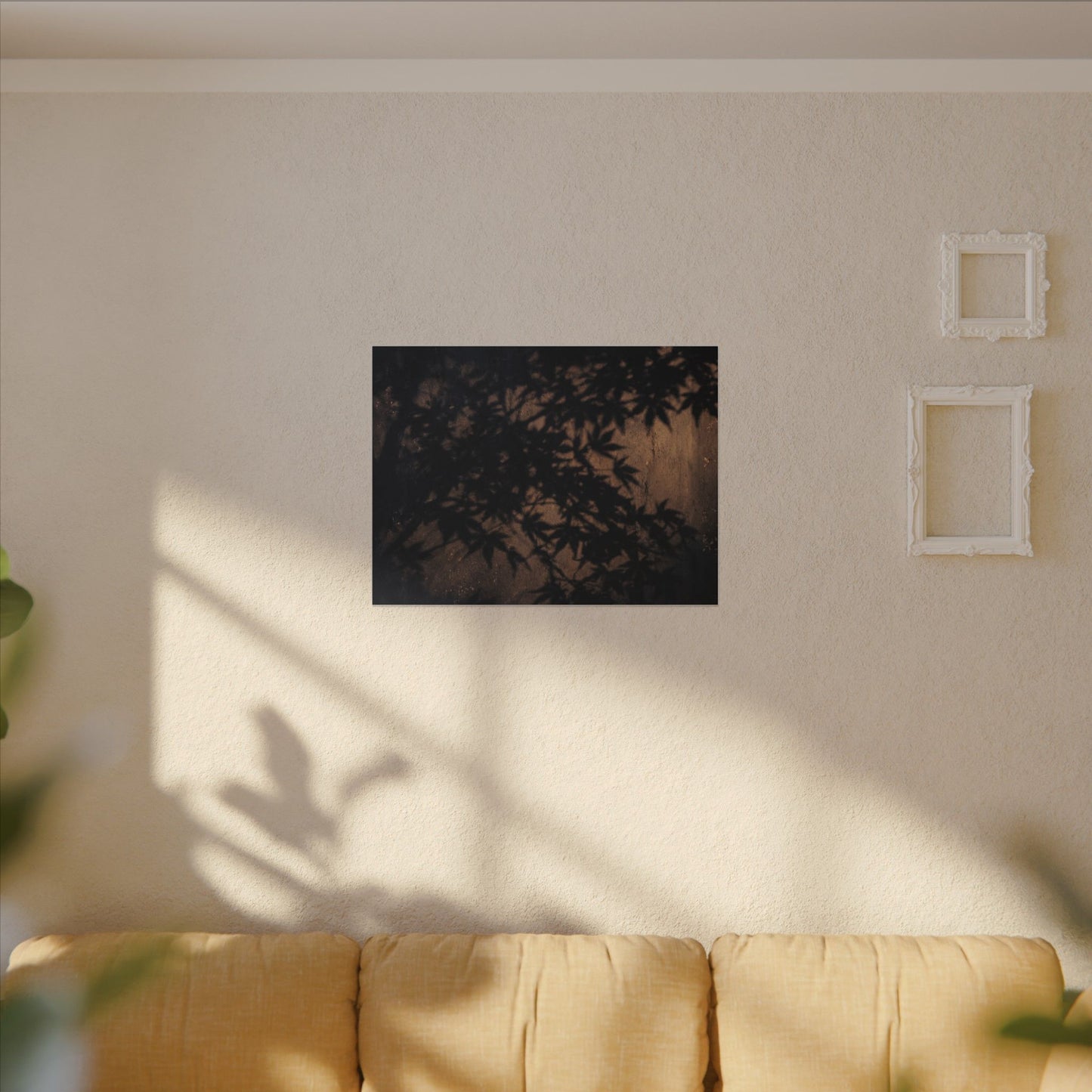 Shadow Play Autumn Canvas Art | Dark Japandi Atmospheric Design