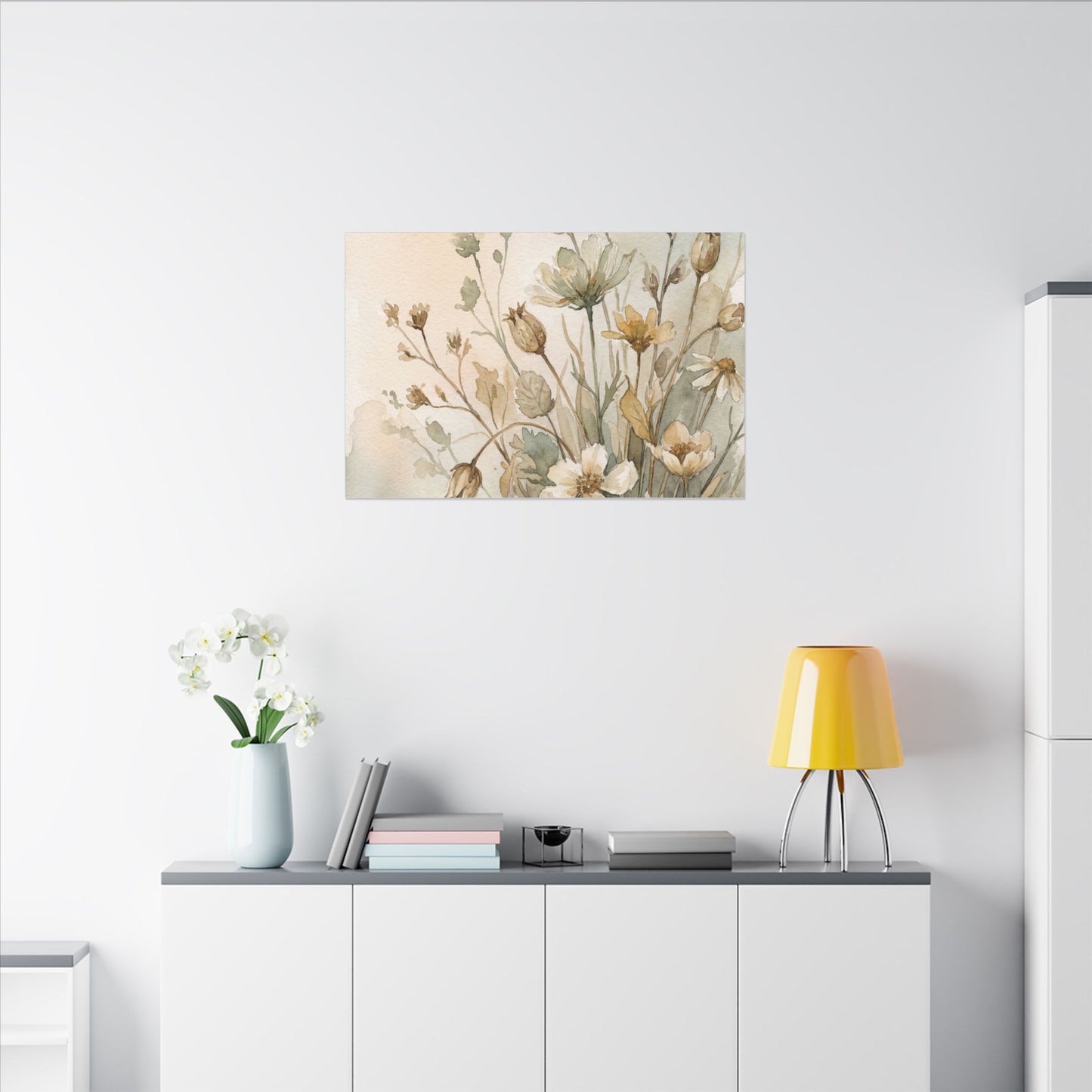 Summer Dried Flowers Watercolor Canvas Art | Elegant Decor Art Print