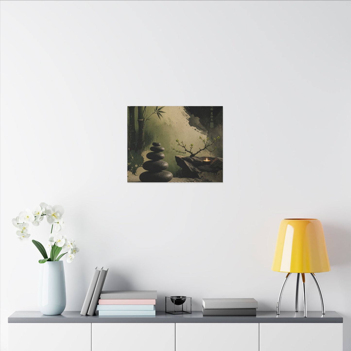 River Stones Spring Canvas Art | Zen Contemplative Design