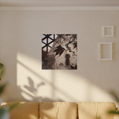 Shoji Screen Autumn Canvas Art | Dark Japandi Atmospheric Design