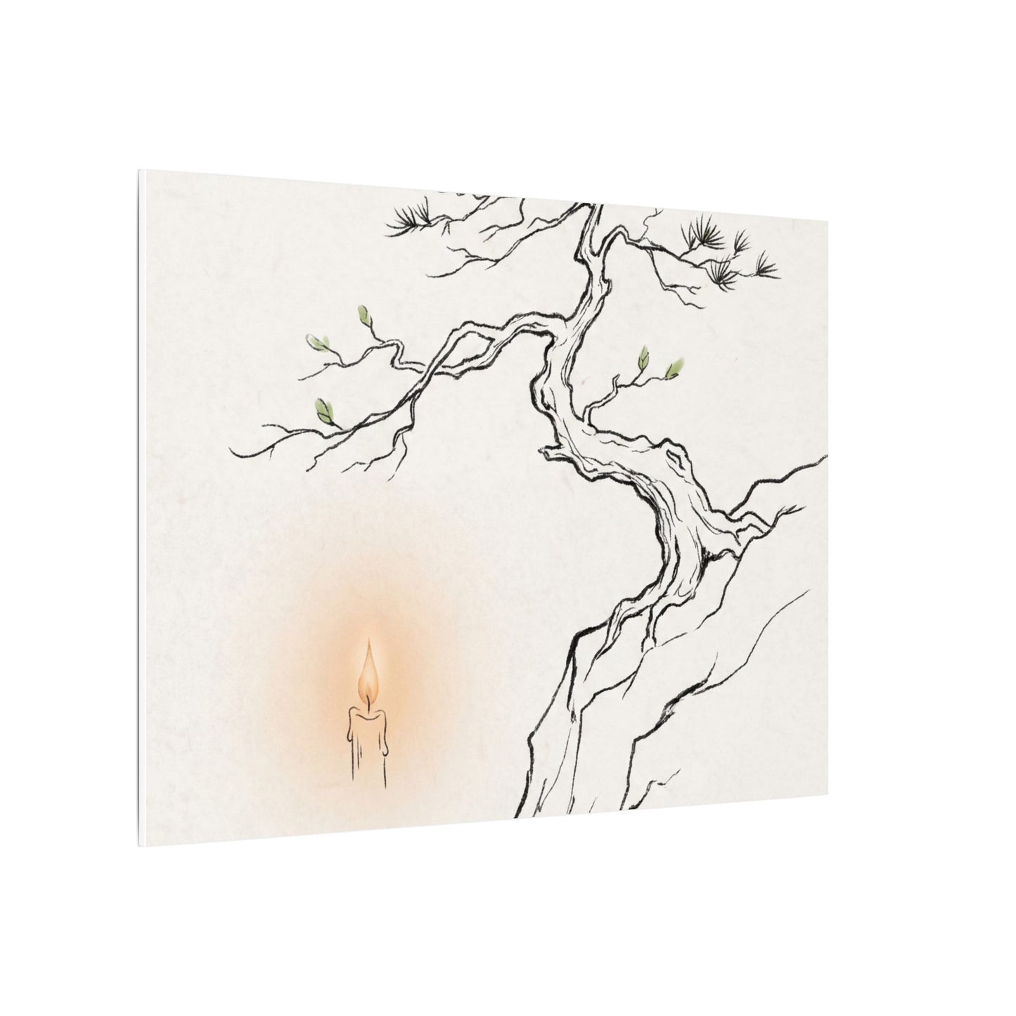 Candlelight Pine Tree Canvas Art - Japandi Shibui
