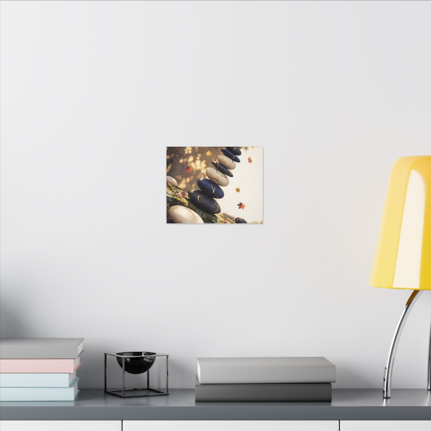Ma River Stones Canvas Art - Kintsugi Gold Vein