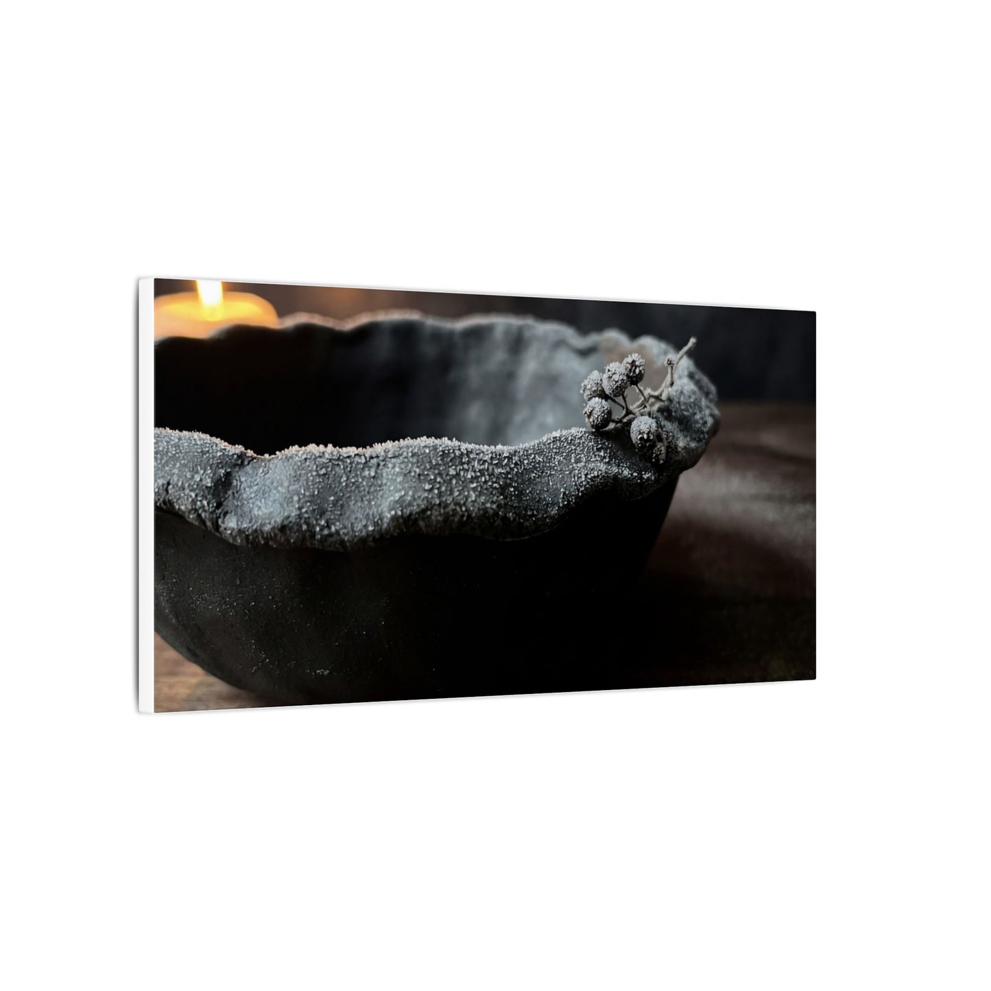 Ceramic Bowl Canvas Art | Winter Dark Japandi Shadow Zen Art