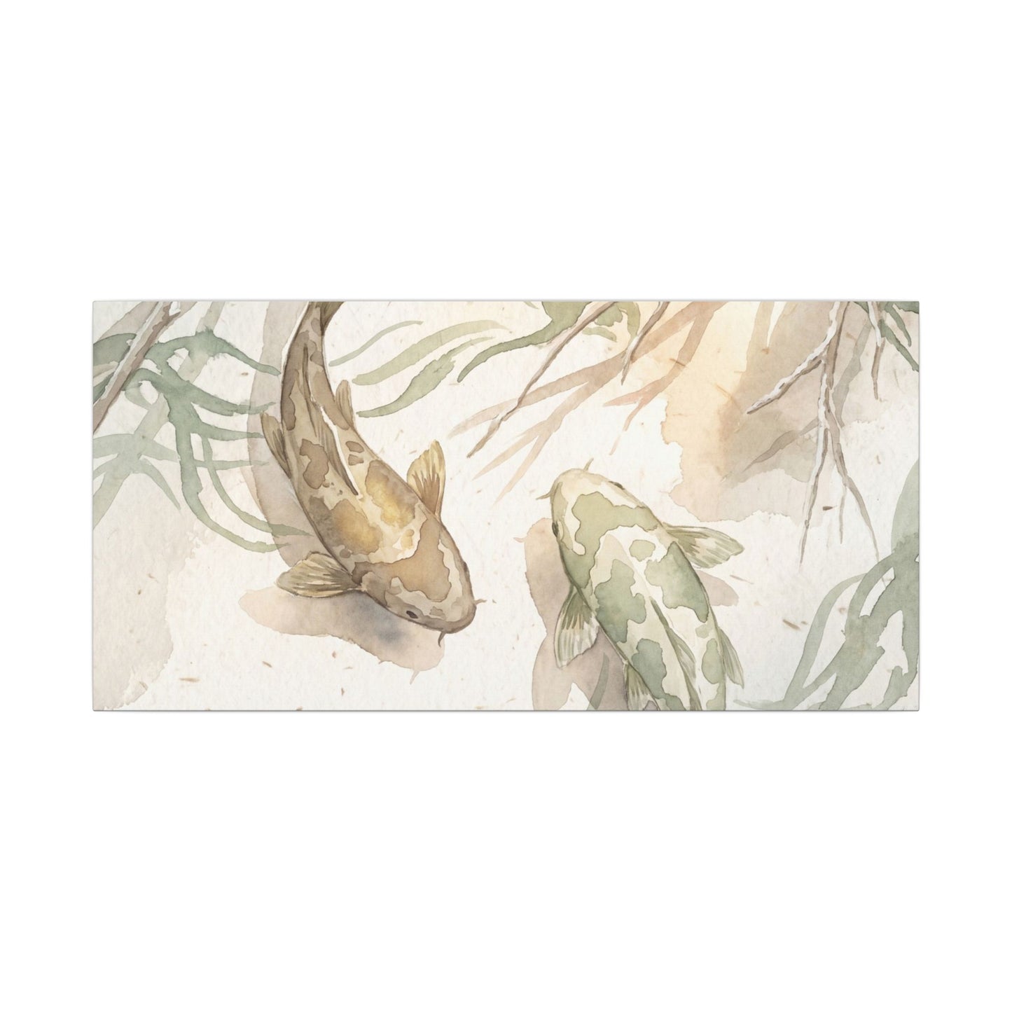 Koi Pond Canvas Art | Winter Japandi Watercolor Art
