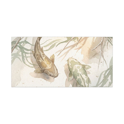 Koi Pond Canvas Art | Winter Japandi Watercolor Art