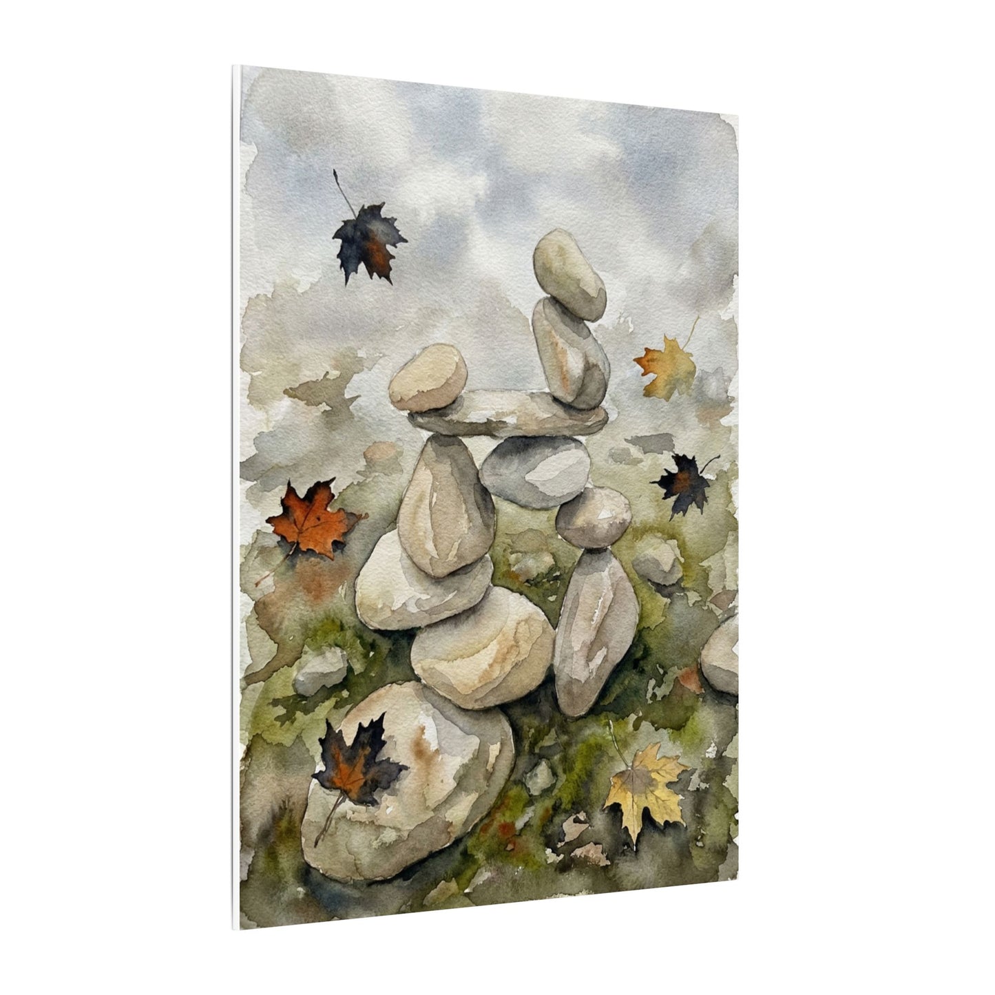 Overcast River Stones Canvas Art - Japandi Fukinsei
