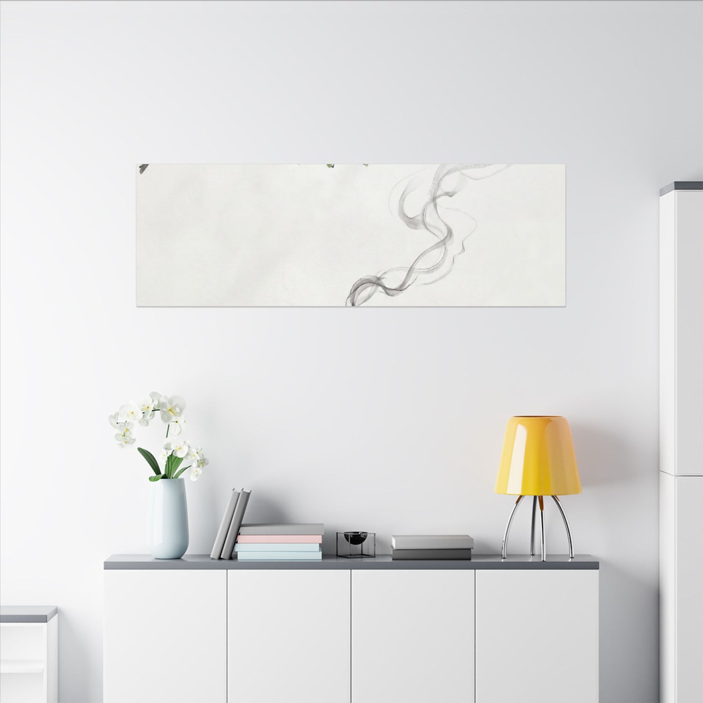 Calm Incense Smoke Canvas Art - Sumi E Zen